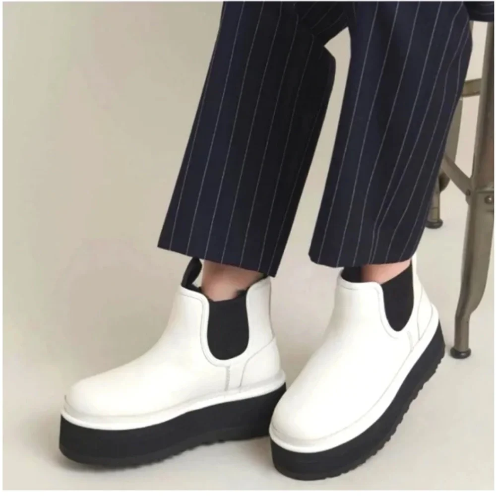 UGG Neumel Platform Chelsea Boots White